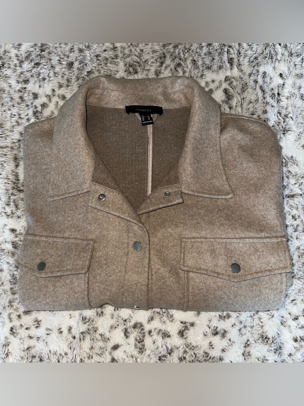 Forever 21 Taupe Snap-Front Wool-Blend Shacket